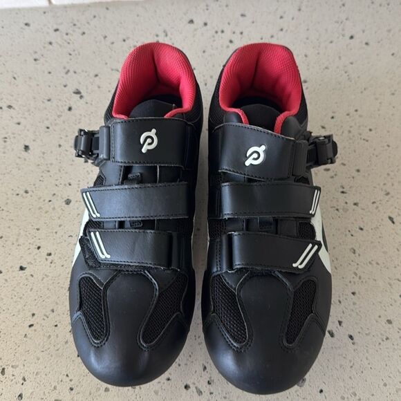 Peloton Black Red Bike Cycling Shoes With Cleats Men's Size EU44 / US10.5 GUC - Picture 2 of 12